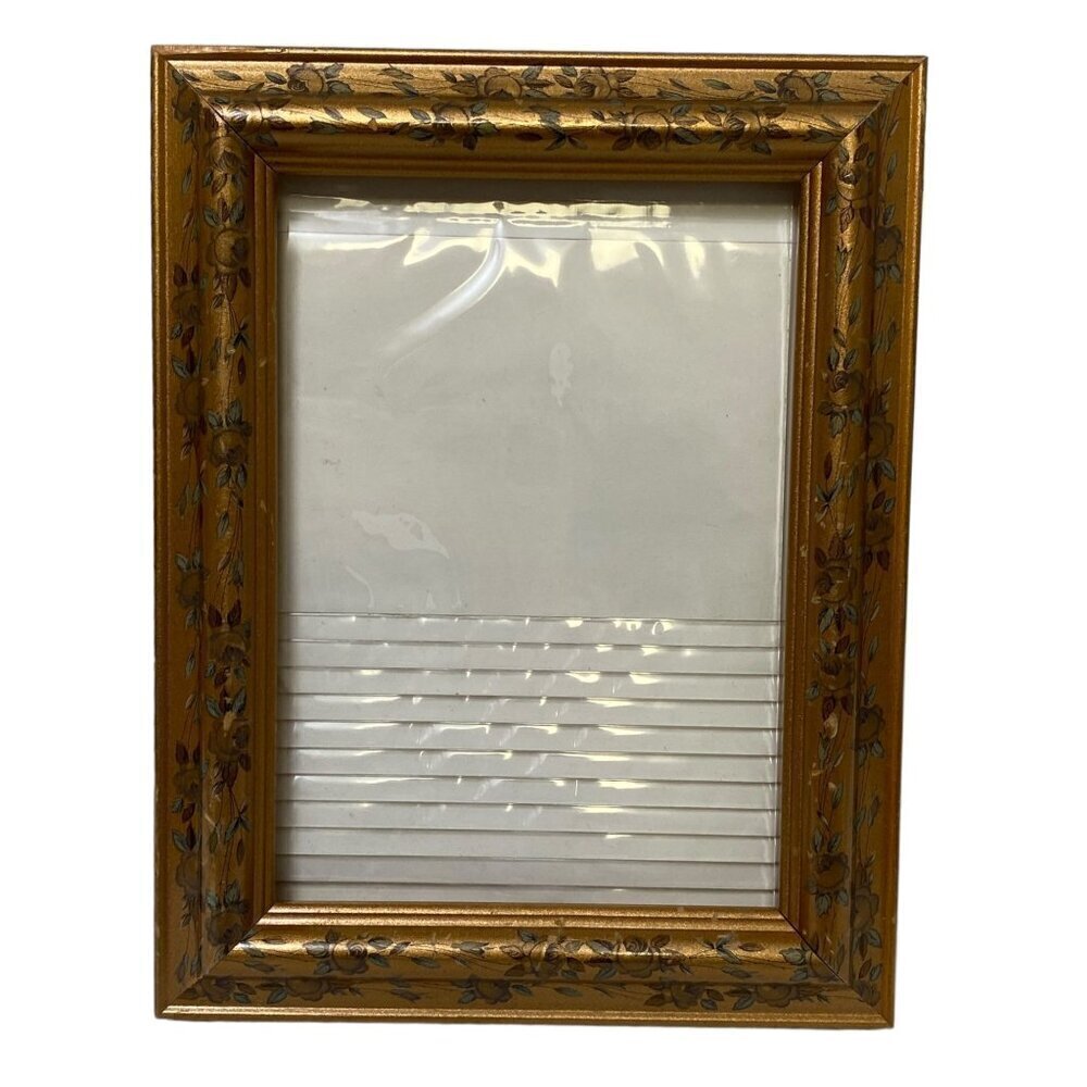 Floral Gilt Wood Photo Frame for 5x7" Photo plus Photo Sleeve Insert